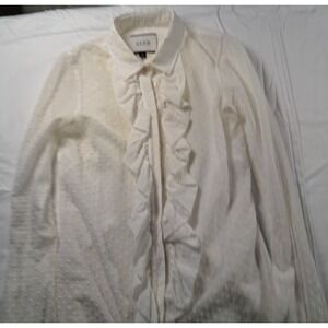 Thomas Pink Women's Button Front Ruffled Cream Top US 2